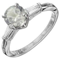 Antique GIA 1.09 Carat Sapphire Diamond Platinum Three-stone Engagement Ring 