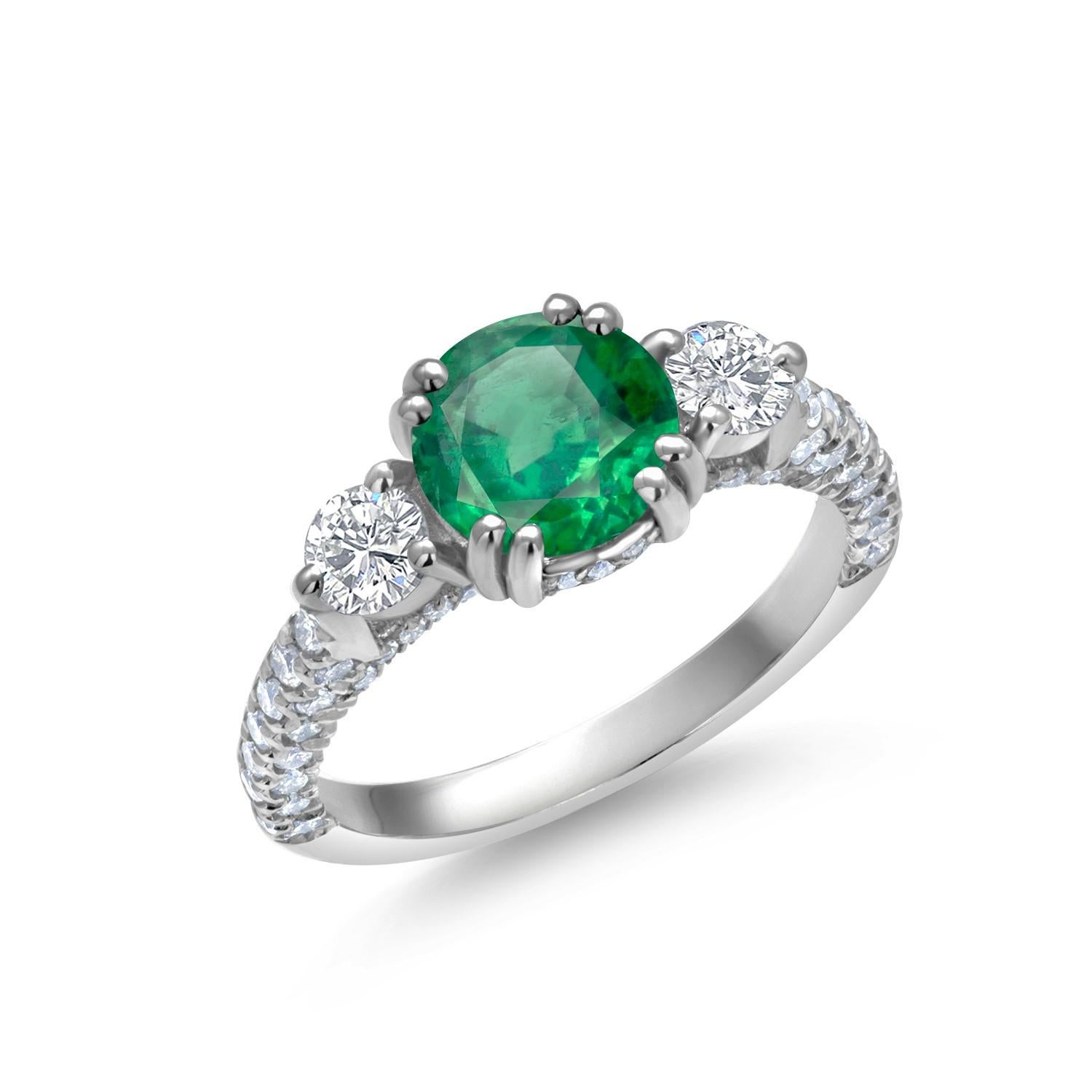 GIA Certified Colombian Emerald Diamond 2.85 Carat 18 Karat Gold Cocktail Ring For Sale 6