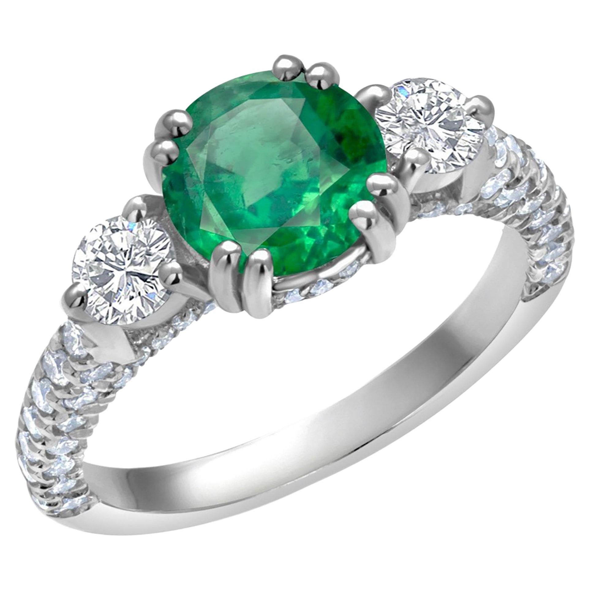 GIA Certified Colombian Emerald Diamond Platinum Cocktail Ring 2.89