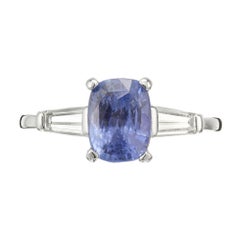 Platin-Verlobungsring mit GIA-Zertifikat, 2,44 Karat Saphir im Kissenschliff, Diamant