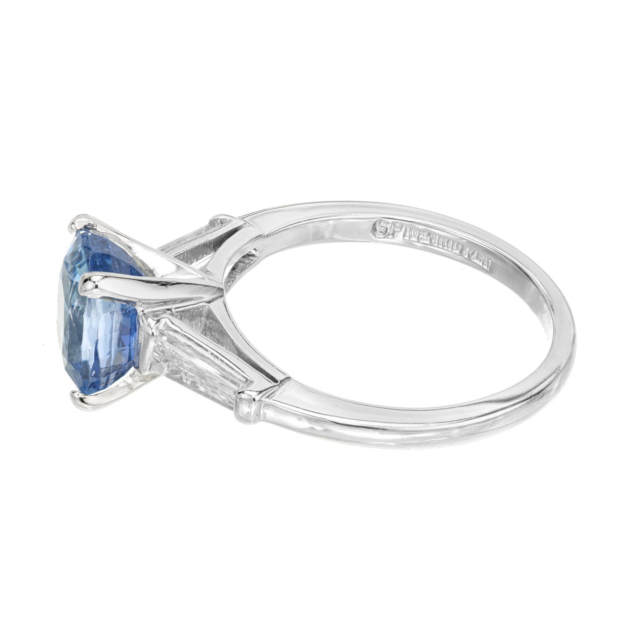 GIA Certificate 2.44 Carat Cushion Sapphire Diamond Platinum Engagement Ring For Sale 2