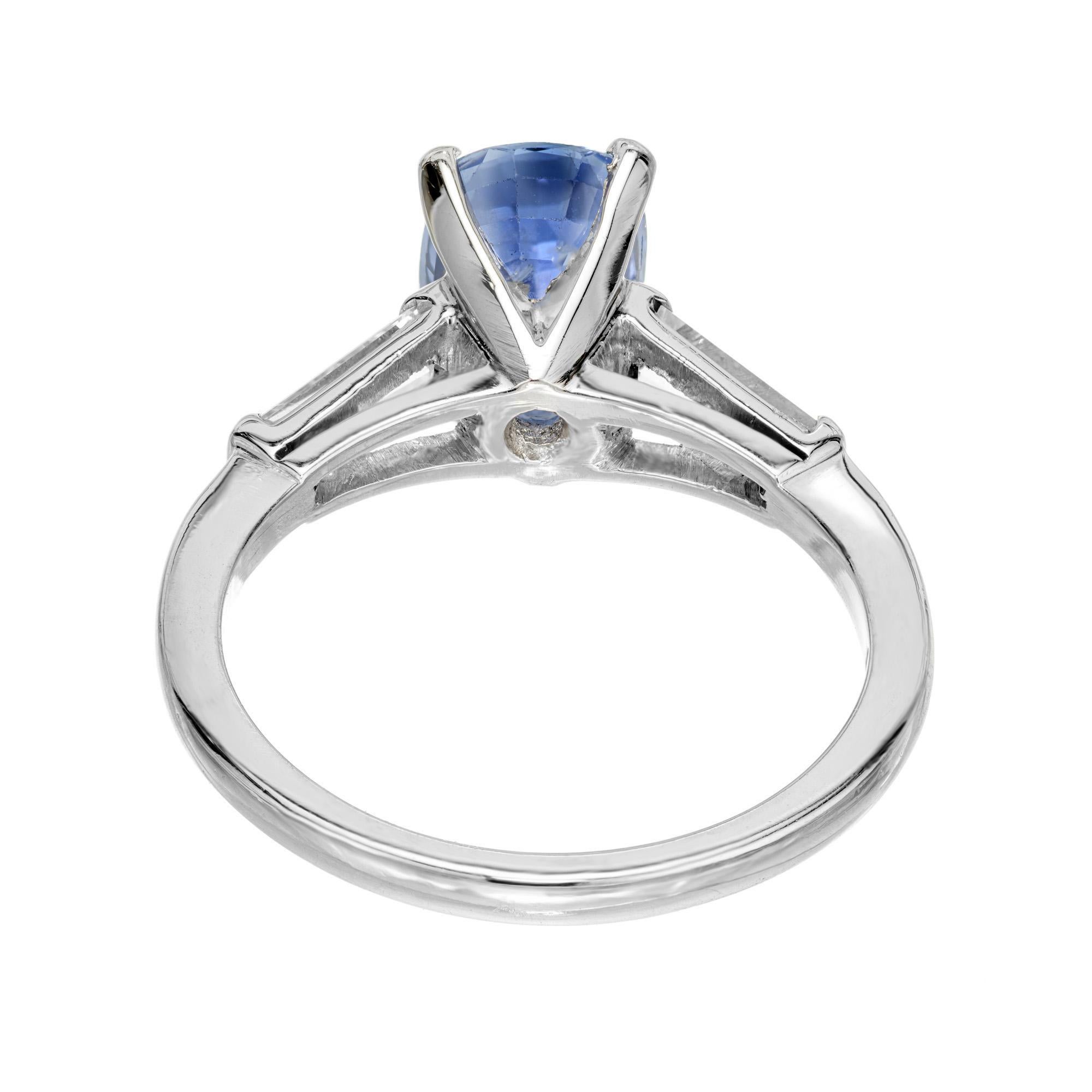 GIA Certificate 2.44 Carat Cushion Sapphire Diamond Platinum Engagement Ring For Sale 3