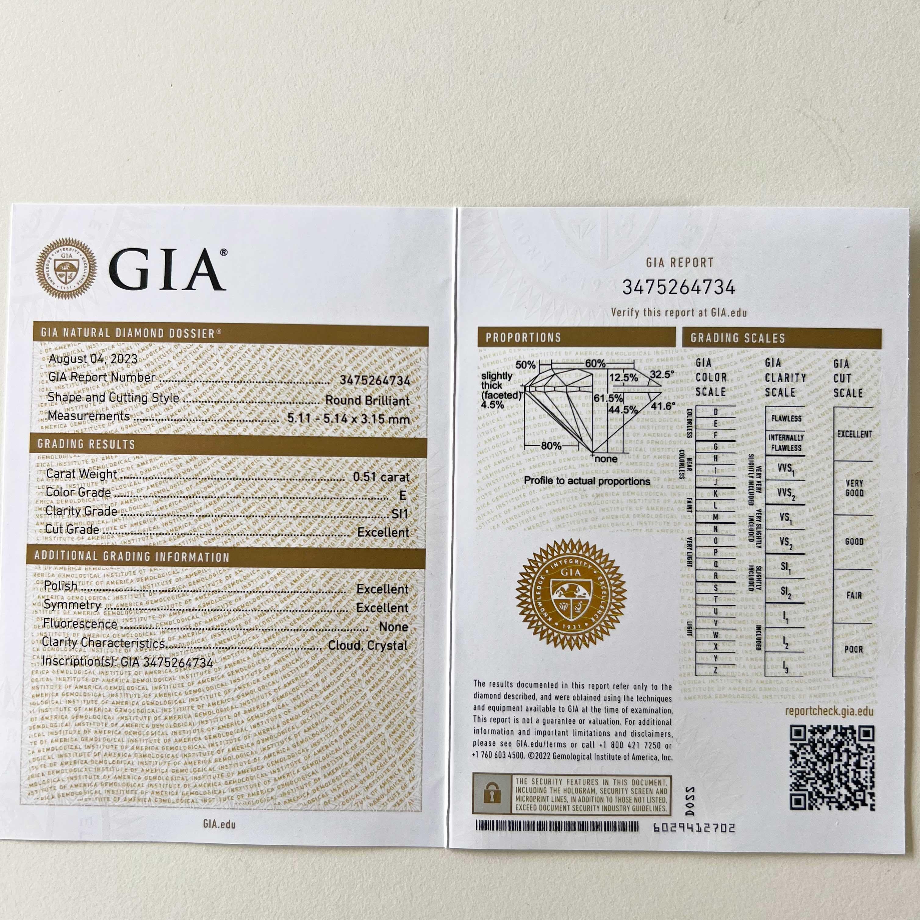 GIA Zertifikat Brillant Halskette 0,51 ct Farbe   Fluss E    SI1 Schliff EXCELLENT  im Angebot 9