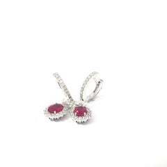 Certificat GIA BURMA Rubis non chauffé Brilliante Boucles d'oreilles Sang de Pigeon 2 ct 0.92 ct