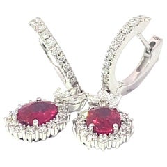 AIGS certificated unheated Ruby Brilliant Earrings Pigeon Blood 2 ct 0.9 ct AAA+