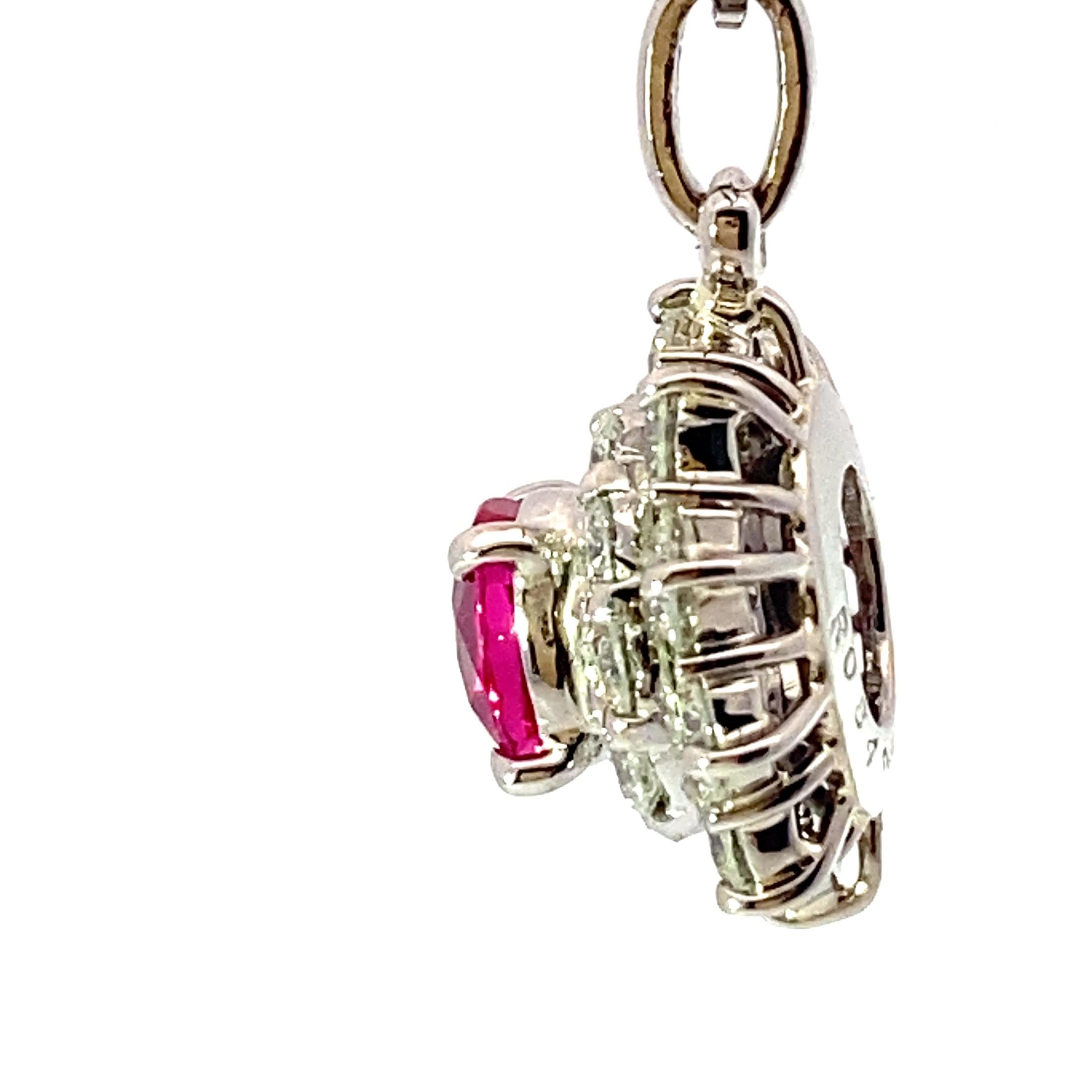 Moderne Certificat GIA BURMA unheated Ruby Diamond Pendant w. Chaîne 0,84 ct 1,01 ct en vente