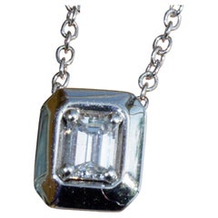 GIA Certificate Diamond Emeraldcut Necklace 0.30 ct River E VVS