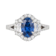 GIA Certified Peter Suchy 1.82 Carat Sapphire Diamond Gold Engagement Ring