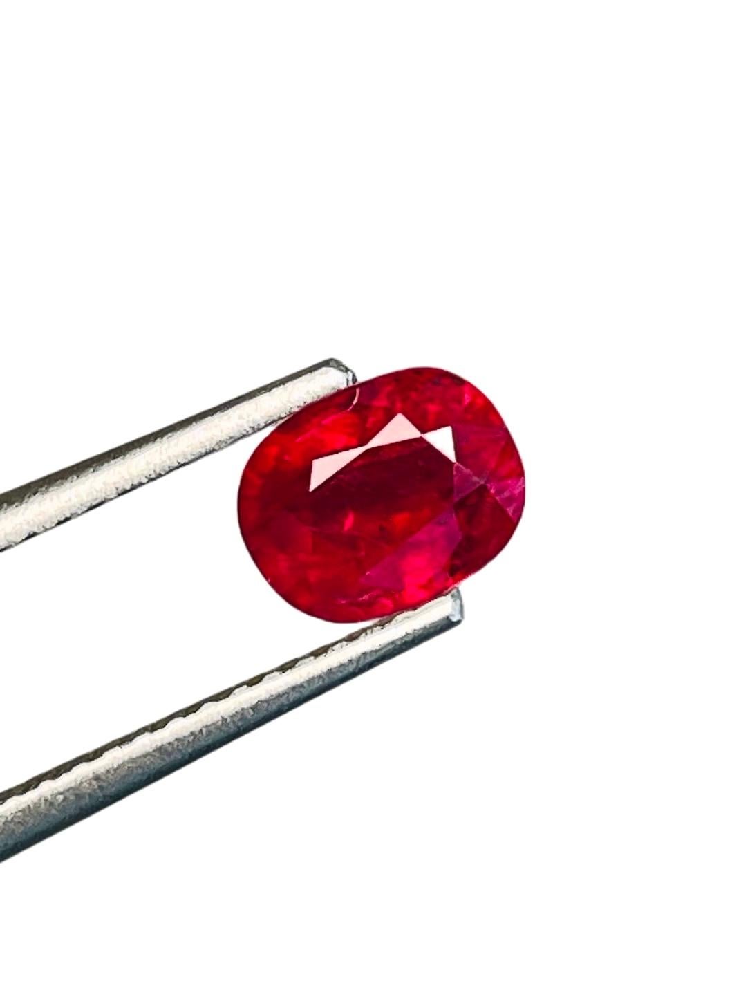 Name: Burma Ruby Unheated 
Weight:1.17ct
Size: 6.53*5.11*4.10mm
Crigin: burma myanmar
Color: pigeon blood color 
Clarity: Eye clean 99% 
Cut : standard cut 
Certificate: GIA 
Design& Creator: WB GEM polishing and selected 
Others：
Translucent