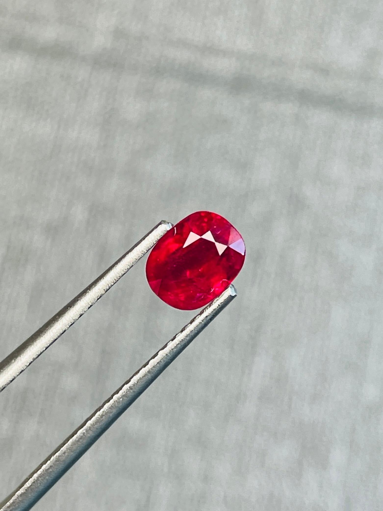Oval Cut GIA certificate Unheated Burma Ruby Pigeon Blood color 1.17ct