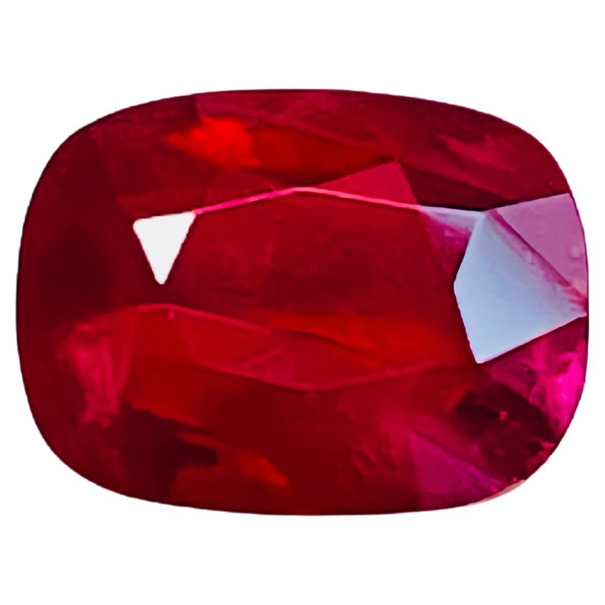 GIA certificate Unheated Burma Ruby Pigeon Blood deep red color 1.59ct  For Sale