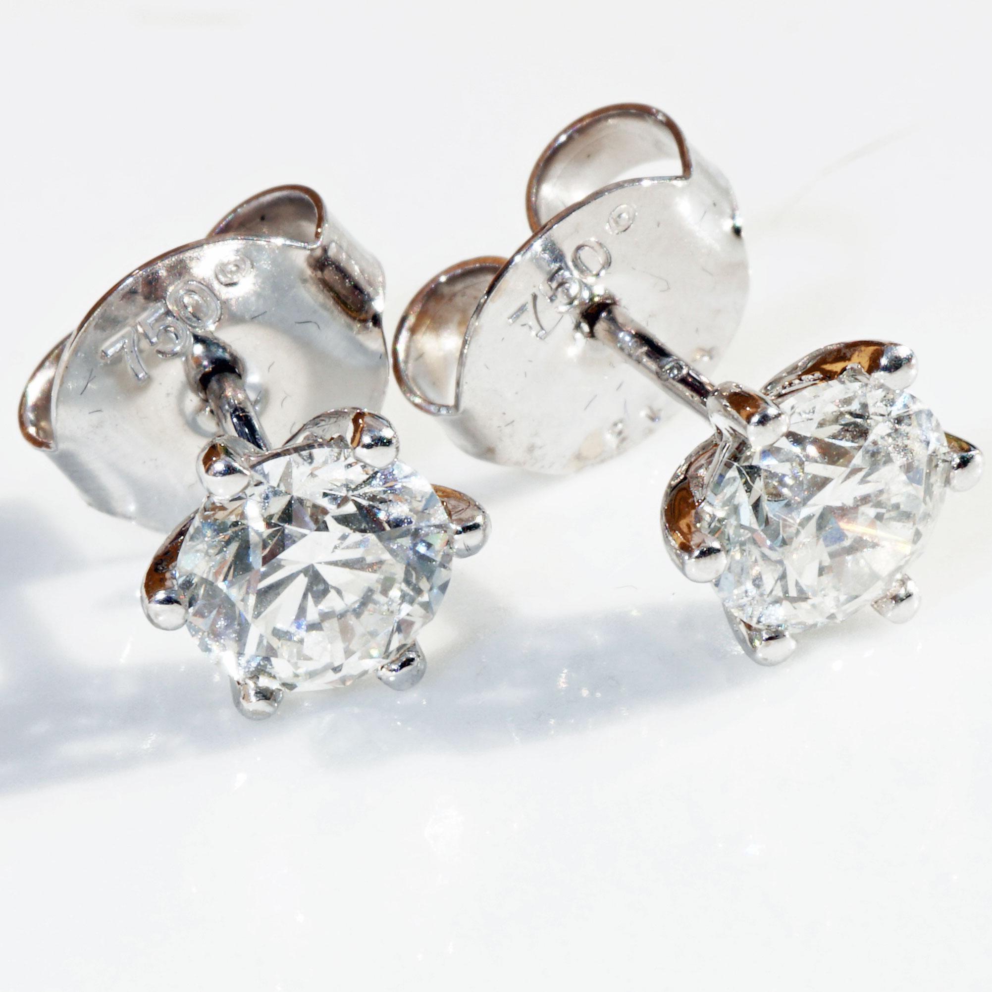 Women's or Men's GIA Certificated Brilliant Fullcut Ear Studs 2.03 ct W SI Cut Very Good Dreaming For Sale