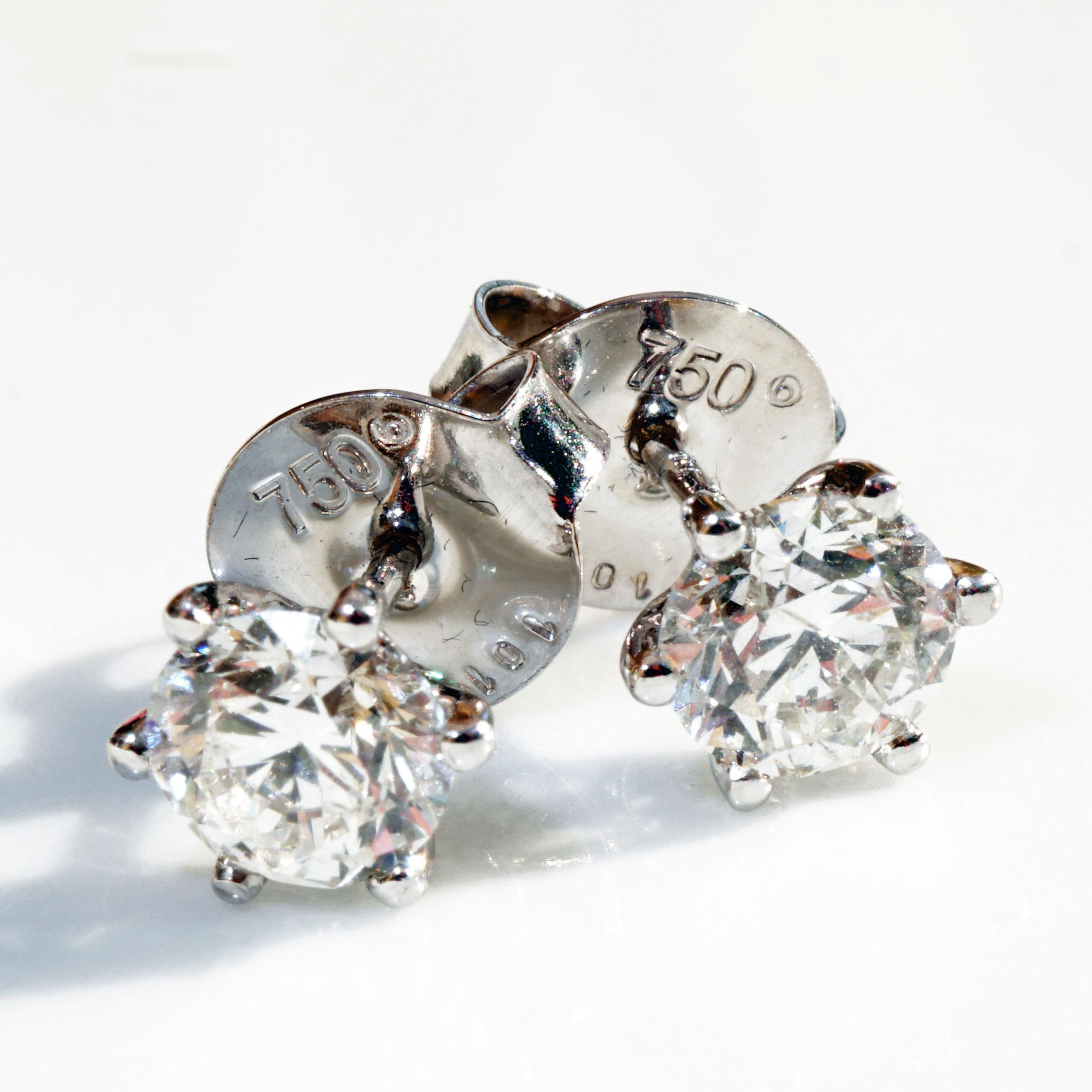 GIA Certificated Brilliant Fullcut Ear Studs 2.03 ct W SI Cut Very Good Dreaming For Sale 1