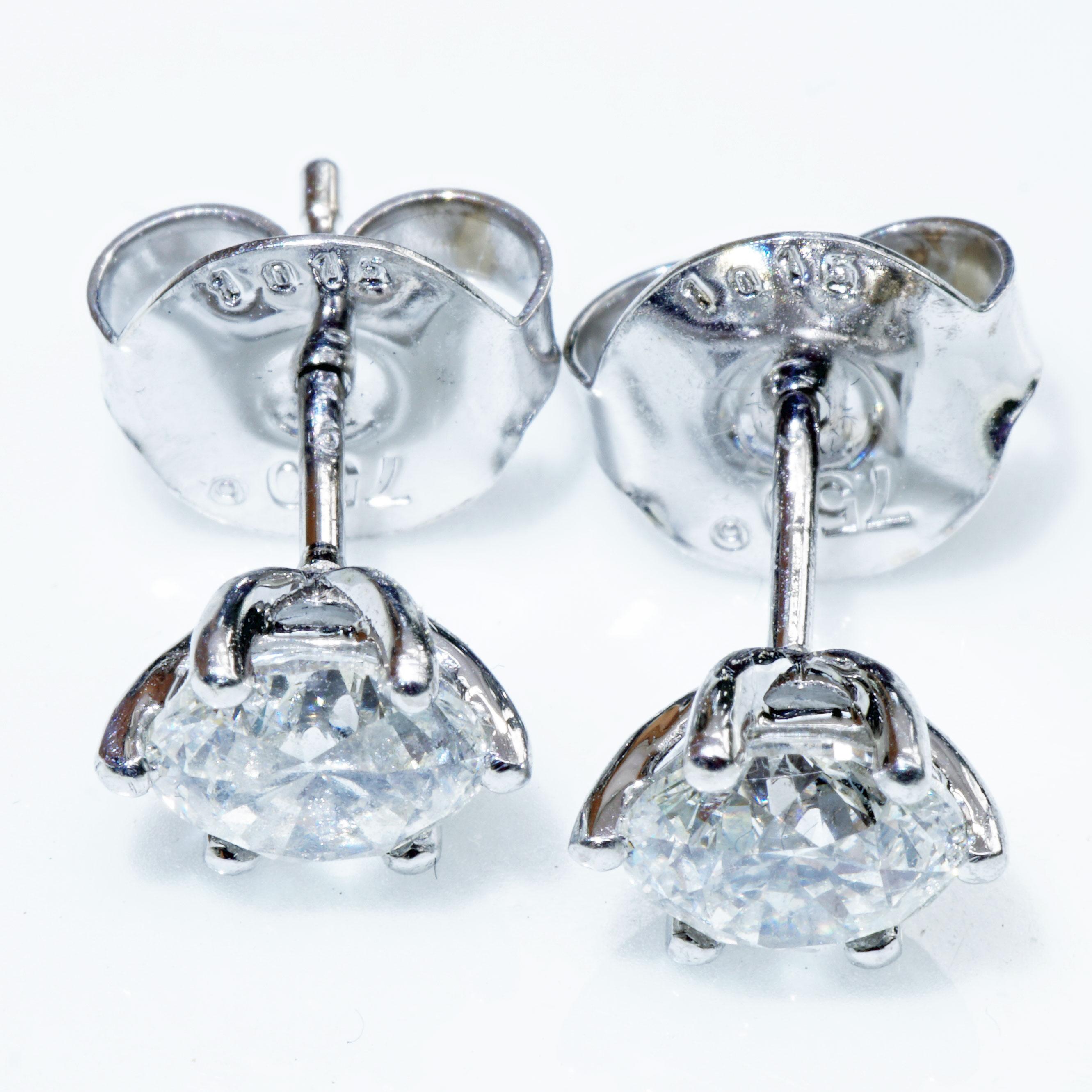 GIA Certificated Brilliant Fullcut Ear Studs 2.03 ct W SI Cut Very Good Dreaming For Sale 2