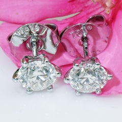 GIA Brilliant Fullcut Earrings Solitaires 2.03 ct H(White)  SI Very Good Cut