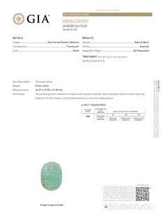 GIA Certificated Oval Carved Double Sided Cabochon Emerald Weighing 53.64 Carats