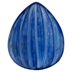 Antique GIA Certified No Heat Pear Shape Carving Natural Sapphire Weighing 4.70 Carats