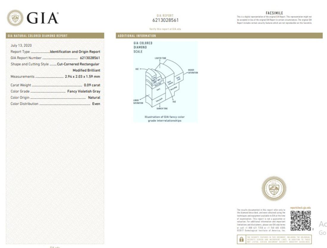 GIA Certified 0.09 Carat Fancy Violetish Gray Clarity Diamond For Sale 4