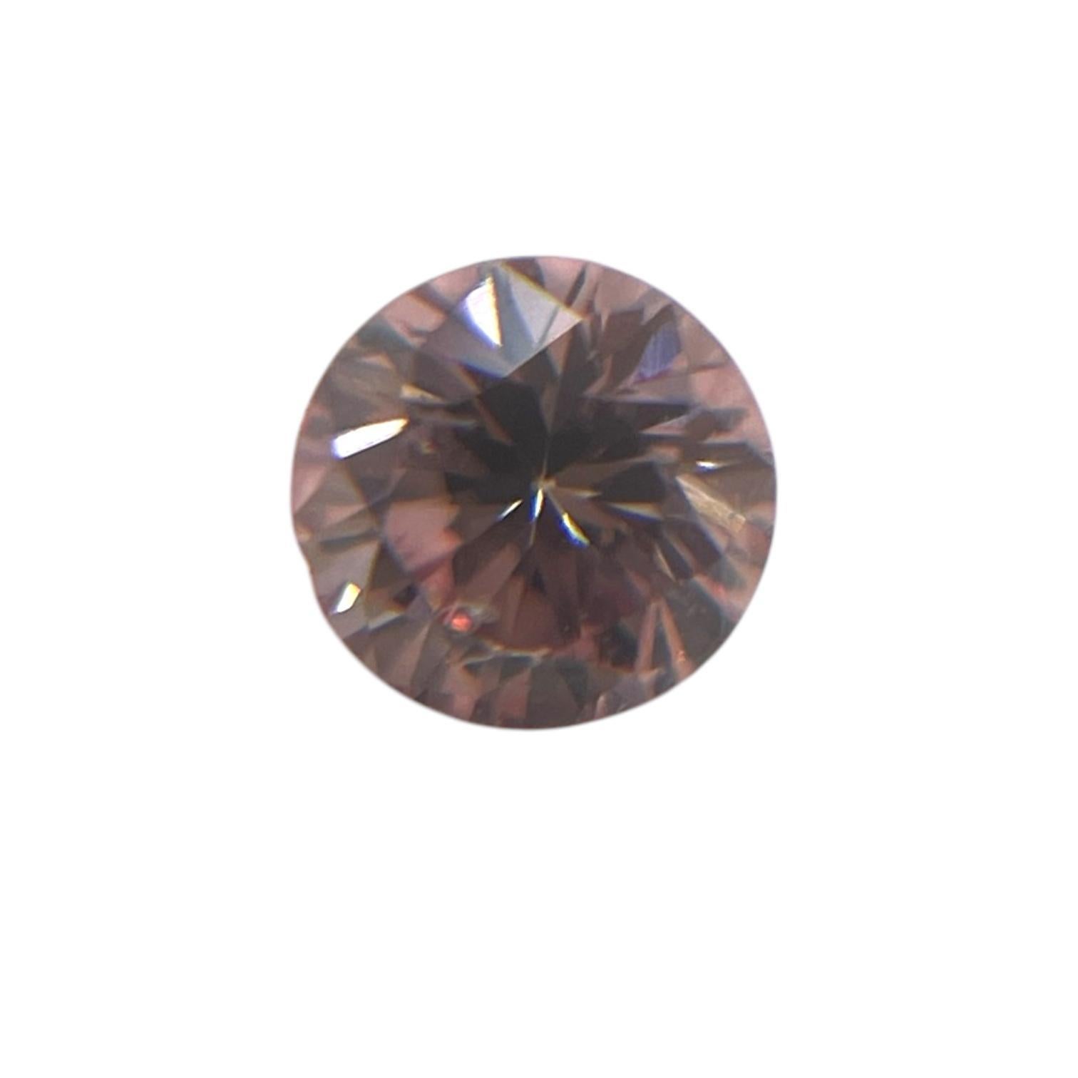 Taille brillant Diamant rond naturel rose orangé de 0,10 carat certifié par le GIA en vente
