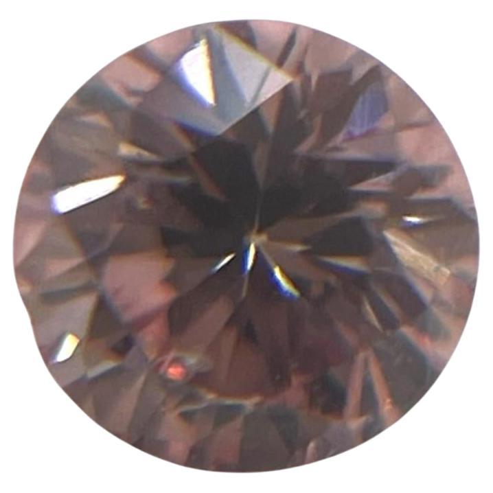 GIA Certified 0.10ctw Fancy Orangy Pink Natural Round Loose Diamond