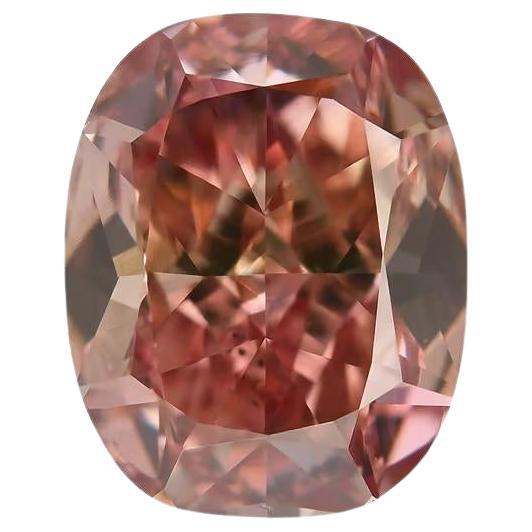 GIA Certified 0.11ct Fancy Brownish Orangy Pink Cushion Natural Diamond