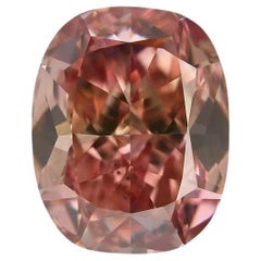 GIA Certified 0.11ct Fancy Brownish Orangy Pink Cushion Natural Diamond