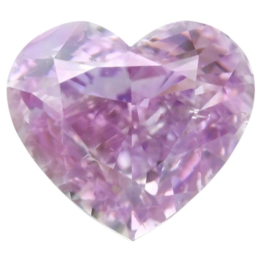 GIA Certified 0.11ctw Fancy Light Purplish Pink Heart Shape Natural Diamond