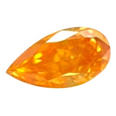 GIA Certified 0.14ct Untreated Fancy Vivid Yellow Orange Diamond Pear Cut Rare