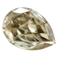 GIA Certified 0.15ct Natural Untreated Fancy Yellow Grey Green Diamond Pear Cut