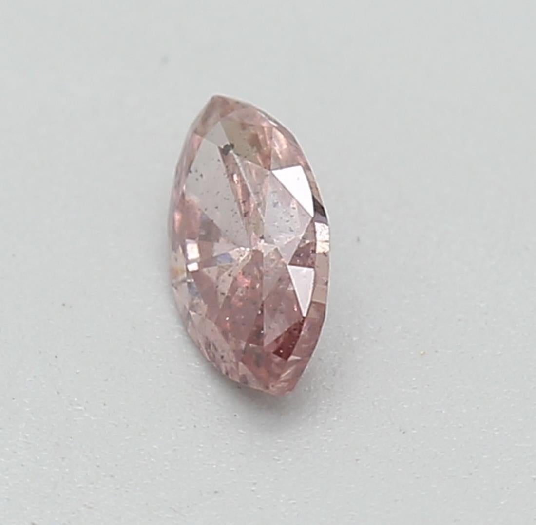 Marquise Cut GIA Certified 0.16 Carat Fancy Brownish Pink SI2 Clarity Diamond For Sale