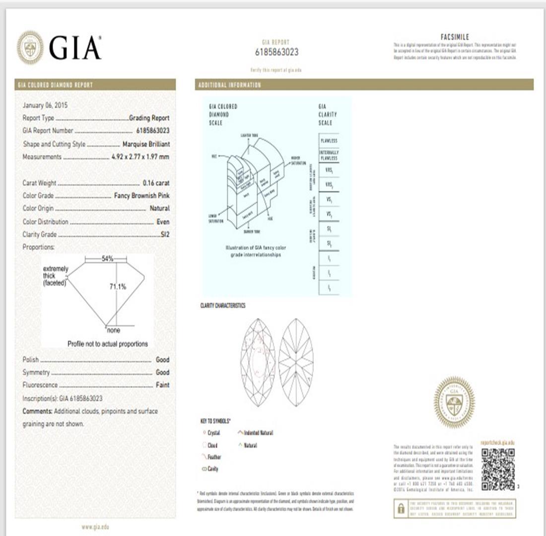 GIA Certified 0.16 Carat Fancy Brownish Pink SI2 Clarity Diamond For Sale 1