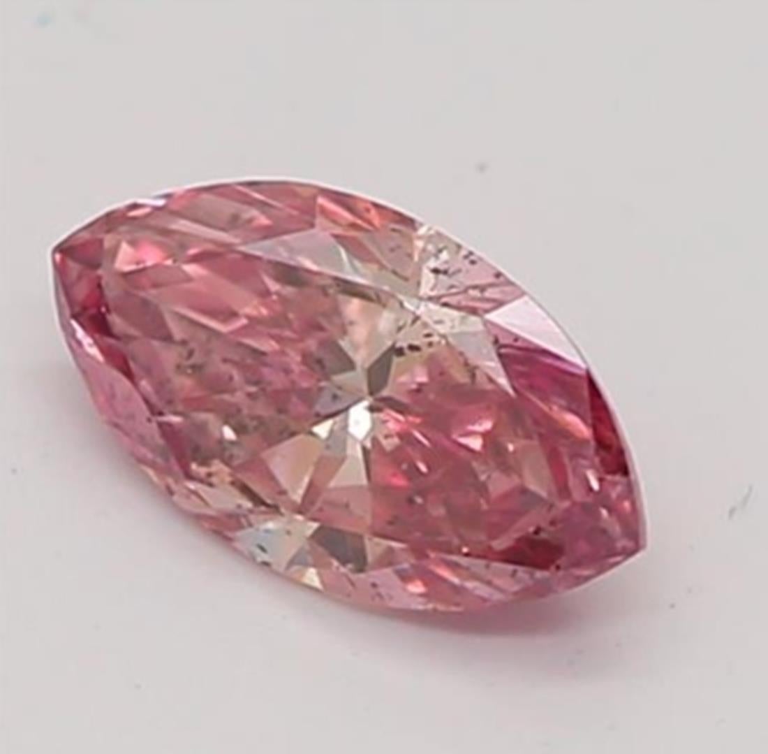 Marquise Cut GIA Certified 0.16 Carat Fancy Deep Pink SI2 Clarity Diamond For Sale