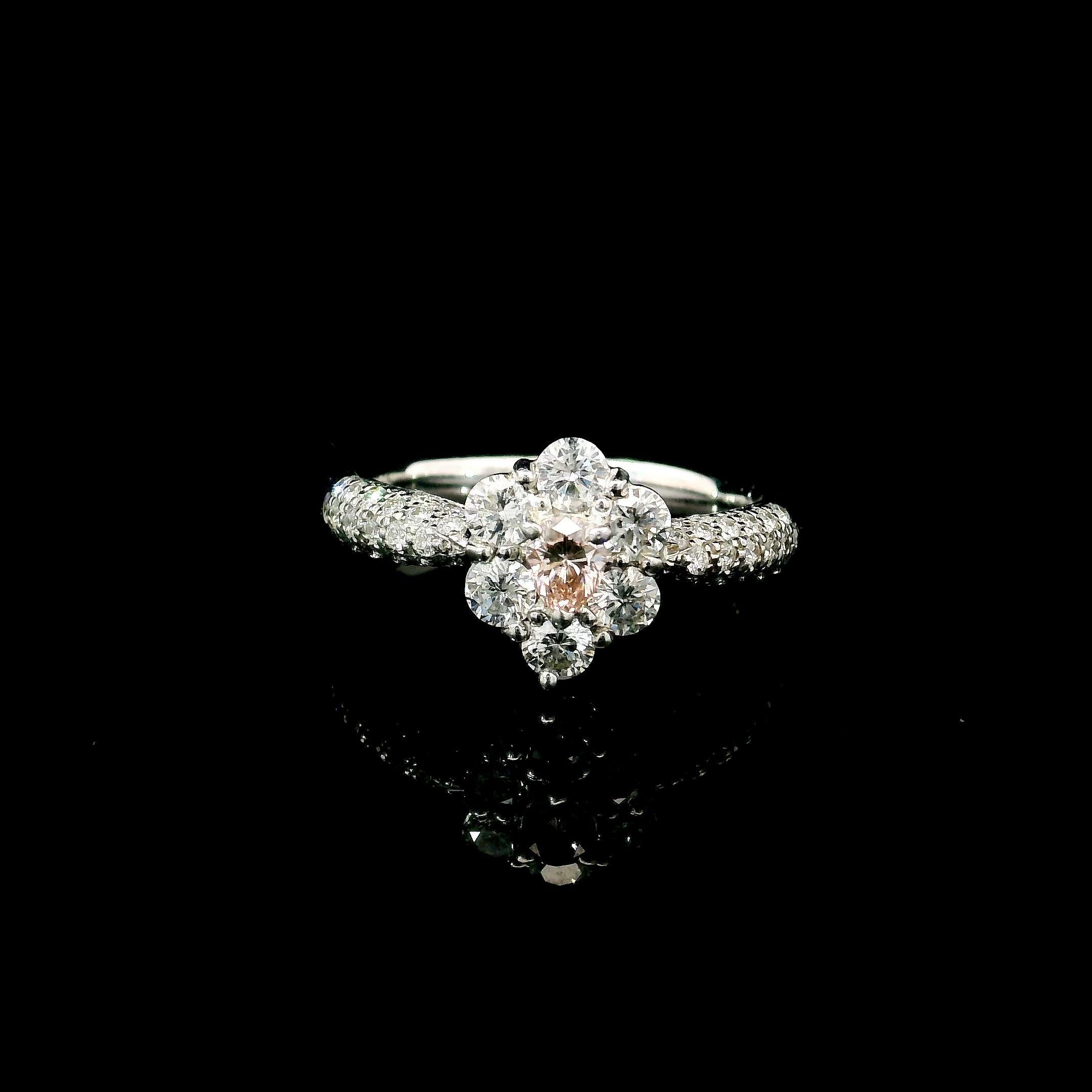 0,175 Quilates Anillo de Diamantes Rosa Fantasía Claridad SI1 Corte redondo en venta
