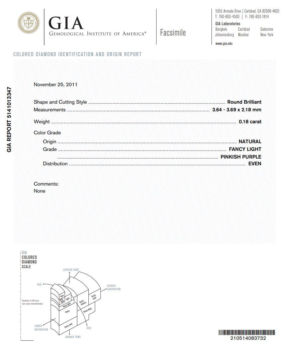GIA-zertifizierter 0,18 Karat Fancy Hellrosa lila Diamant im Angebot 1