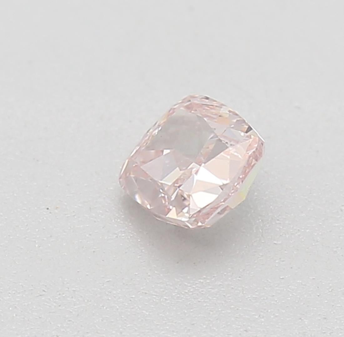 Cushion Cut GIA Certified 0.18 Carat Fancy Orangy Pink SI1 Clarity Diamond For Sale