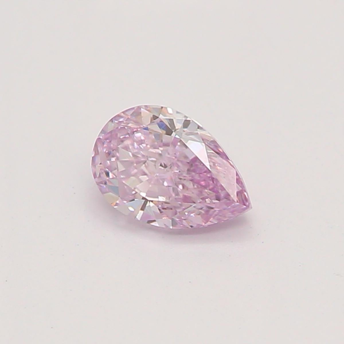 Pear Cut GIA Certified 0.19 Carat Fancy Pink Purple VS2 Clarity Diamond For Sale