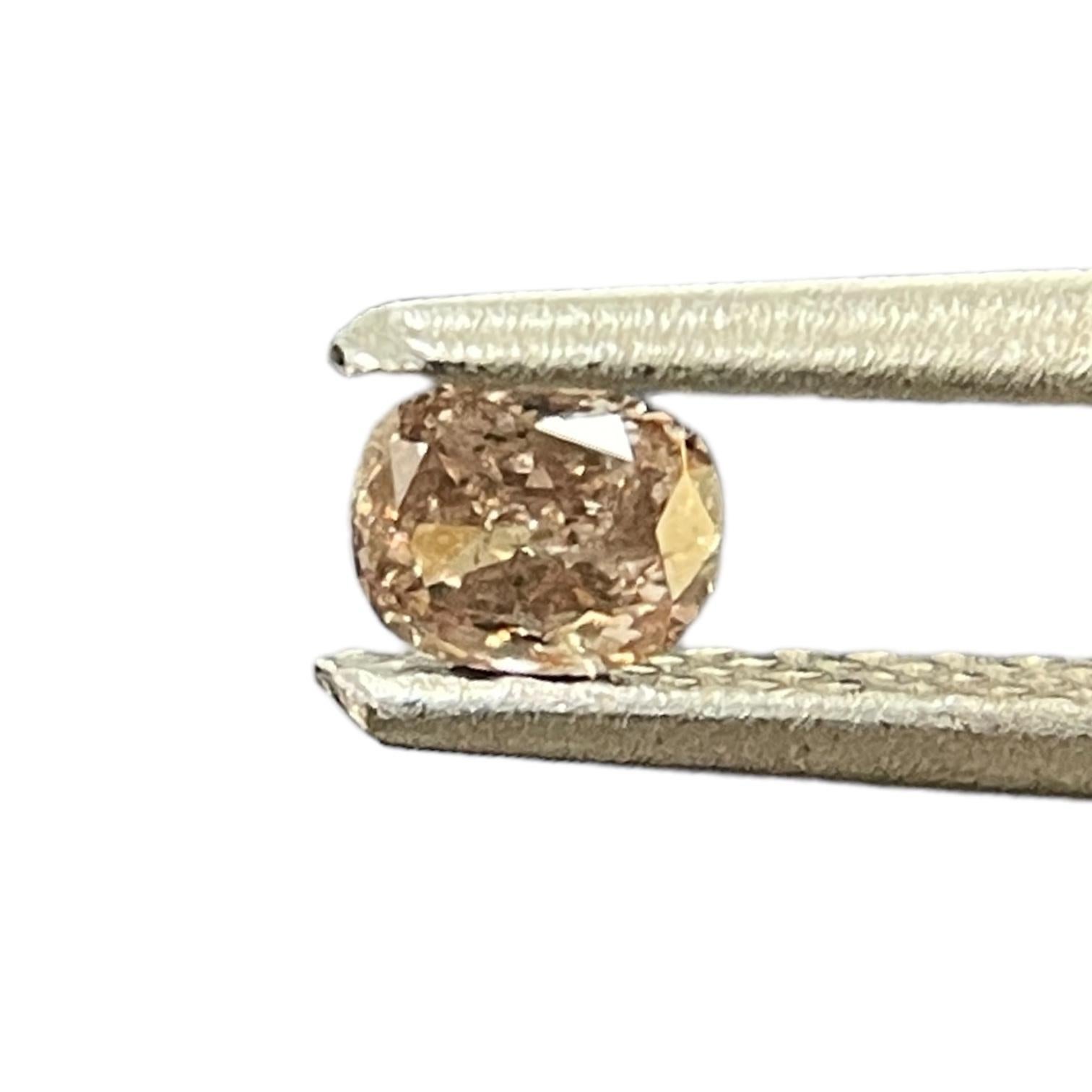 Modern GIA Certified 0.20 TCW Cushion Fancy Pinkish Brown Natural DIamond For Sale