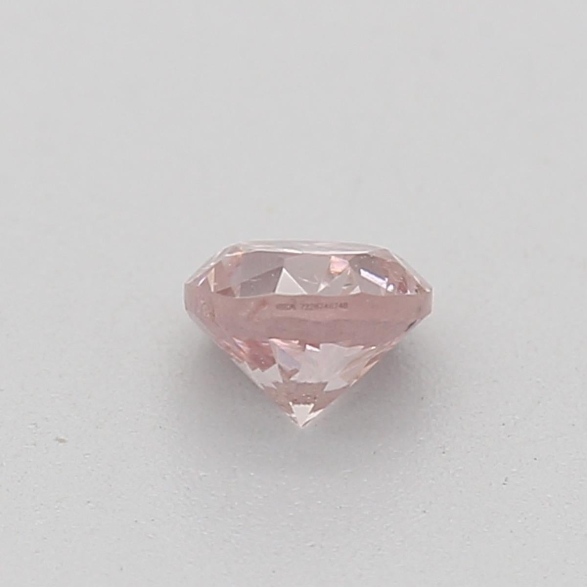 Round Cut GIA Certified 0.22 Carat Fancy Pink SI2 Clarity Diamond For Sale