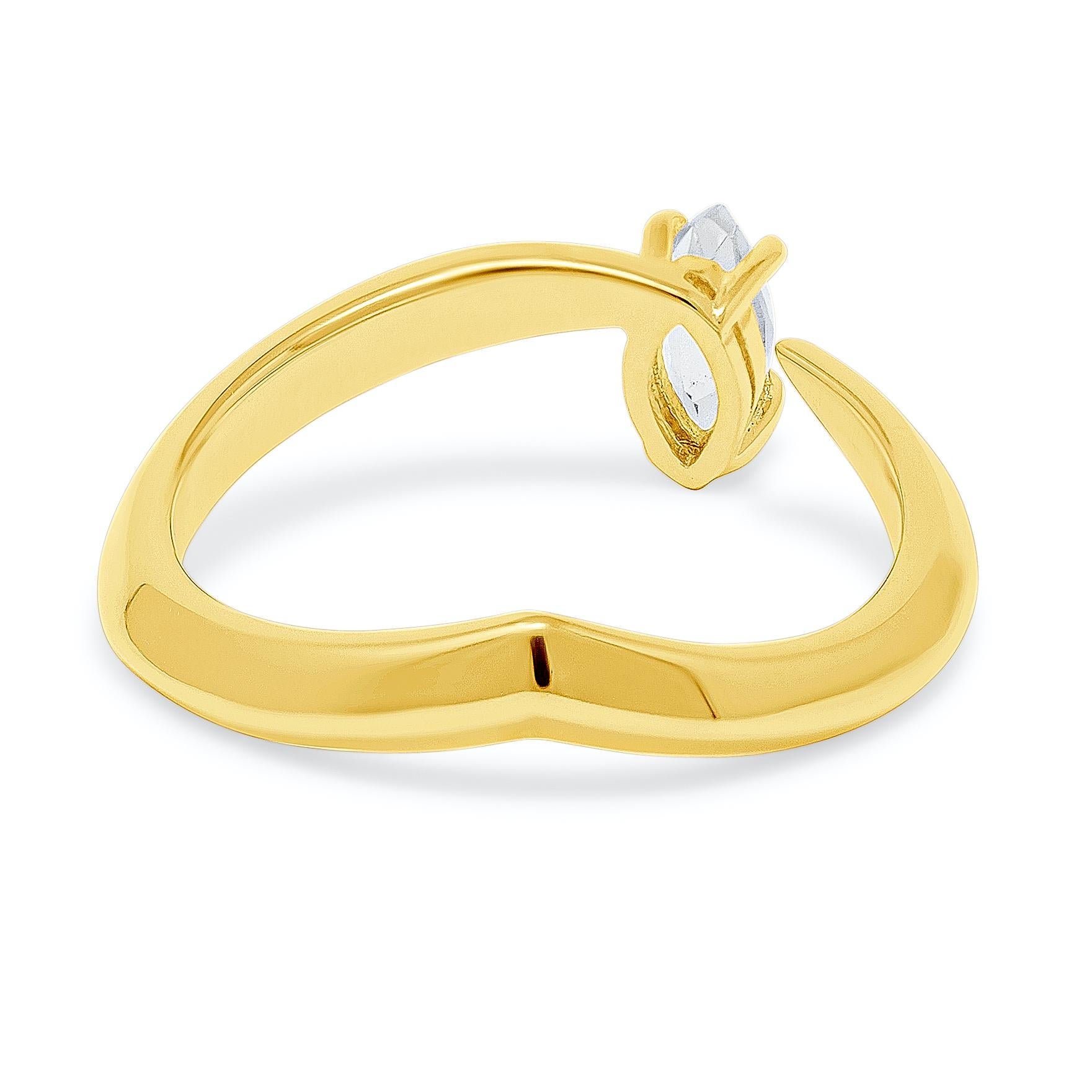 For Sale:  GIA Certified 0.22 Carat Marquise-Cut White Diamond 18k Yellow Gold Tear Ring 2