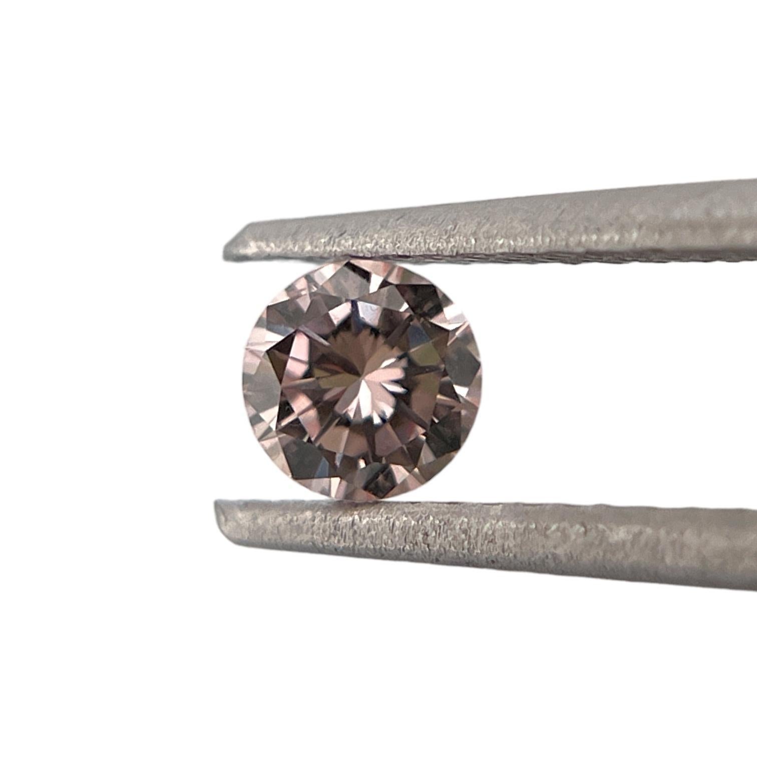 Moderne Diamant naturel certifié GIA 0,22 TCW Round Fancy Brown Pink en vente