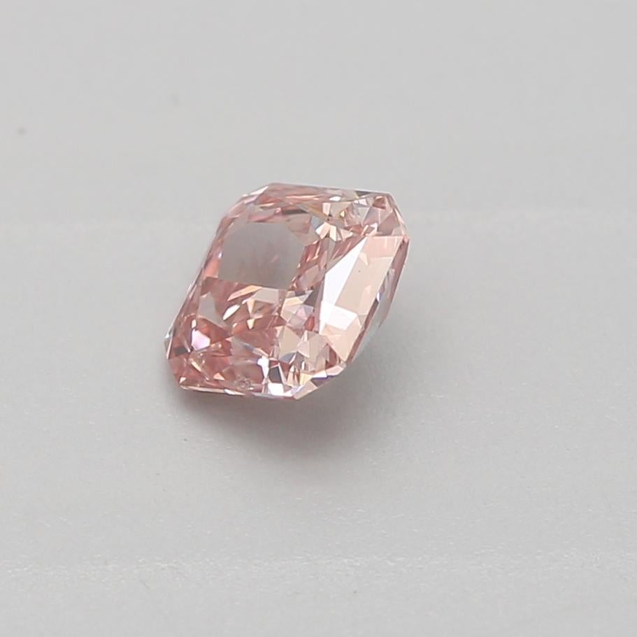 Radiant Cut GIA Certified 0.23 Carat Fancy Intense Pink SI2 Clarity Diamond For Sale