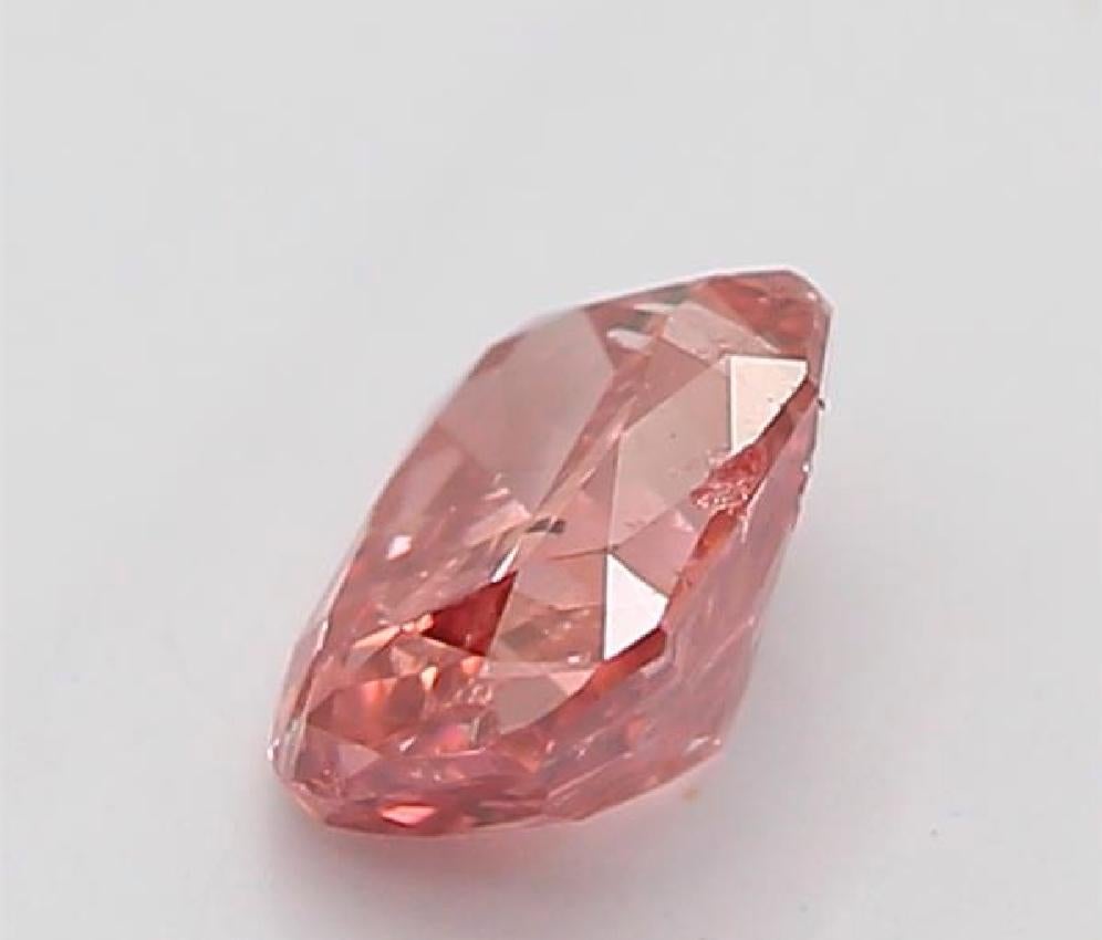 Round Cut GIA Certified 0.24 Carat Fancy Deep Orangy Pink Diamond For Sale