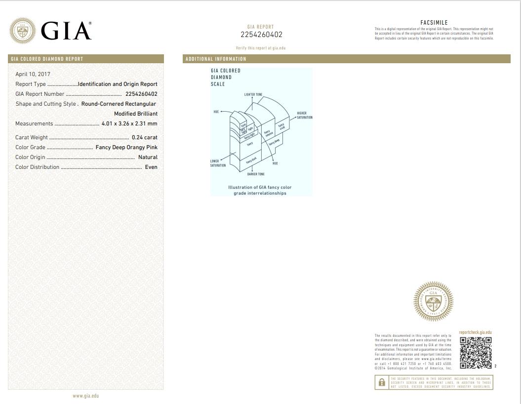 GIA Certified 0.24 Carat Fancy Deep Orangy Pink Diamond For Sale 2