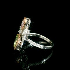 GIA Certified 0.25/1.00 Carat Light Pink/Fancy Brownish Greenish Yellow Ring
