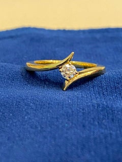 GIA Certified 0.25 Carat D Flawless Petite Diamond Ring in 18K Yellow Gold