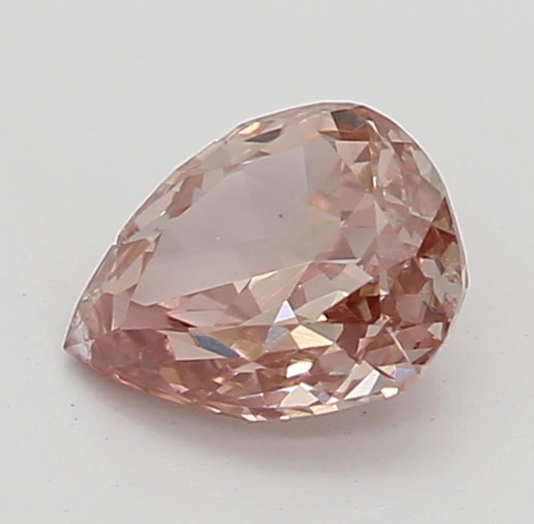 Pear Cut GIA Certified 0.25 Carat Fancy Brownish Orangy Pink SI2 Clarity Diamond For Sale