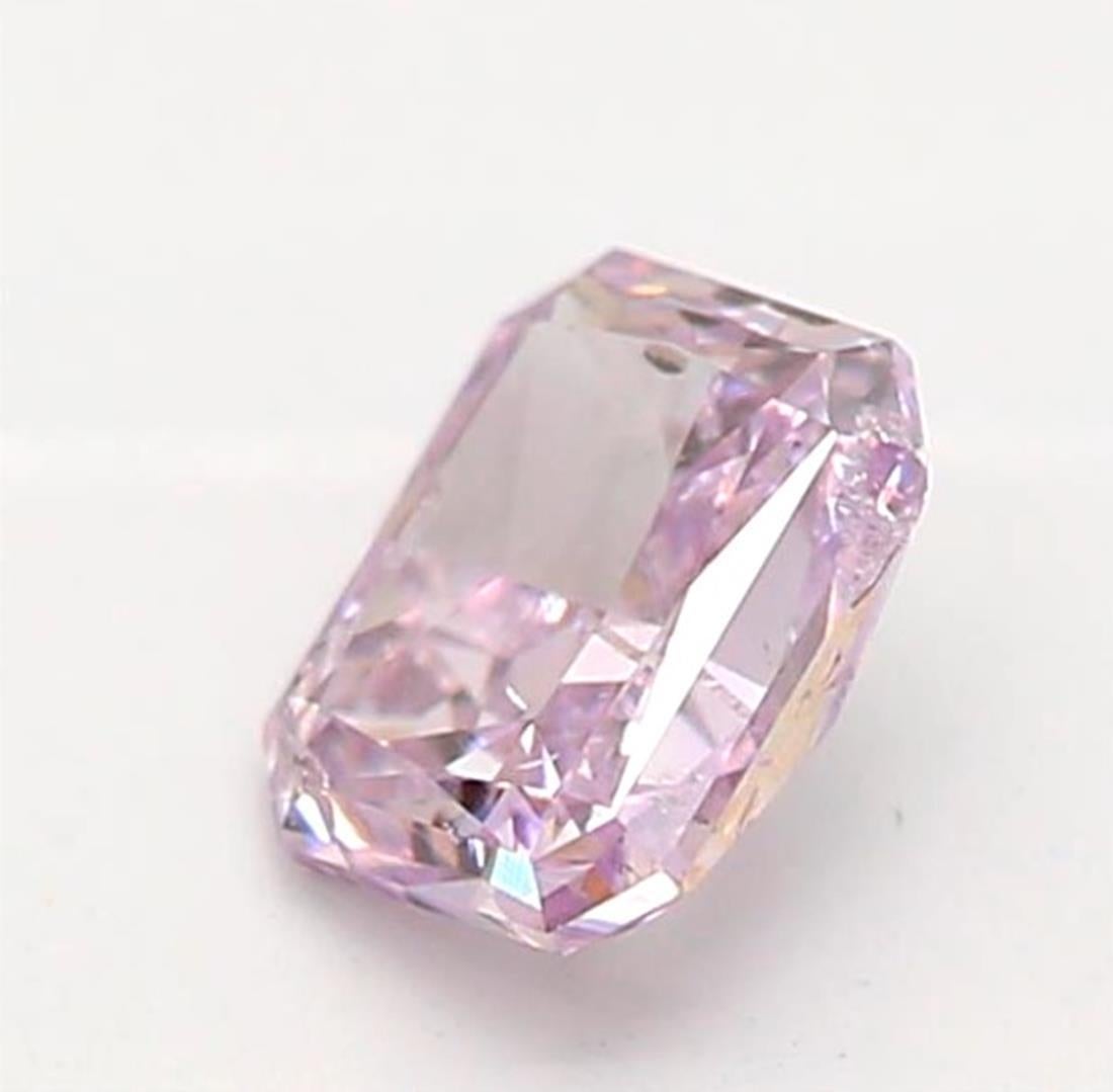 Radiant Cut GIA Certified 0.25 Carat Fancy Pinkish Purple I2 Clarity Diamond For Sale