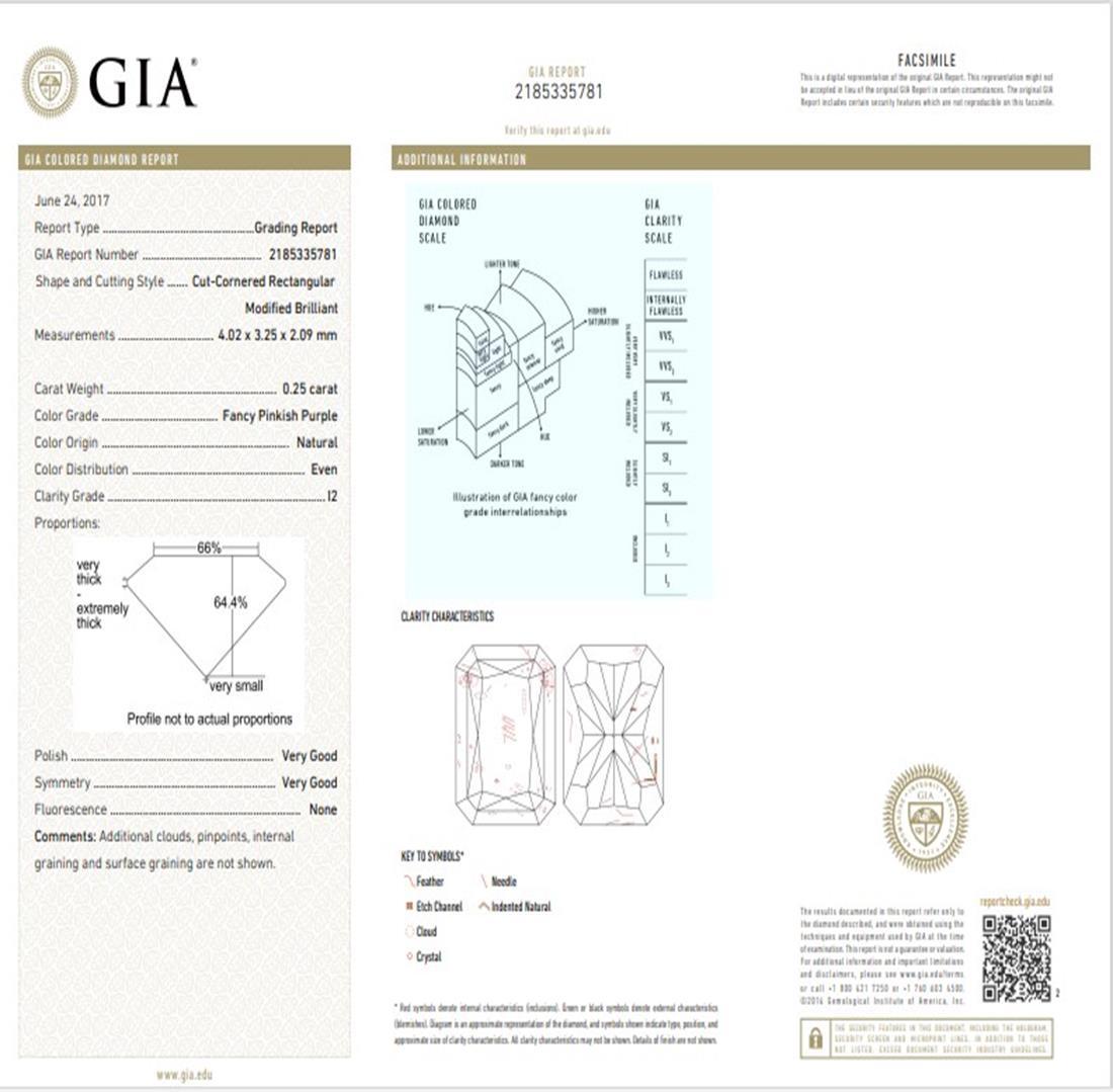 GIA Certified 0.25 Carat Fancy Pinkish Purple I2 Clarity Diamond For Sale 1