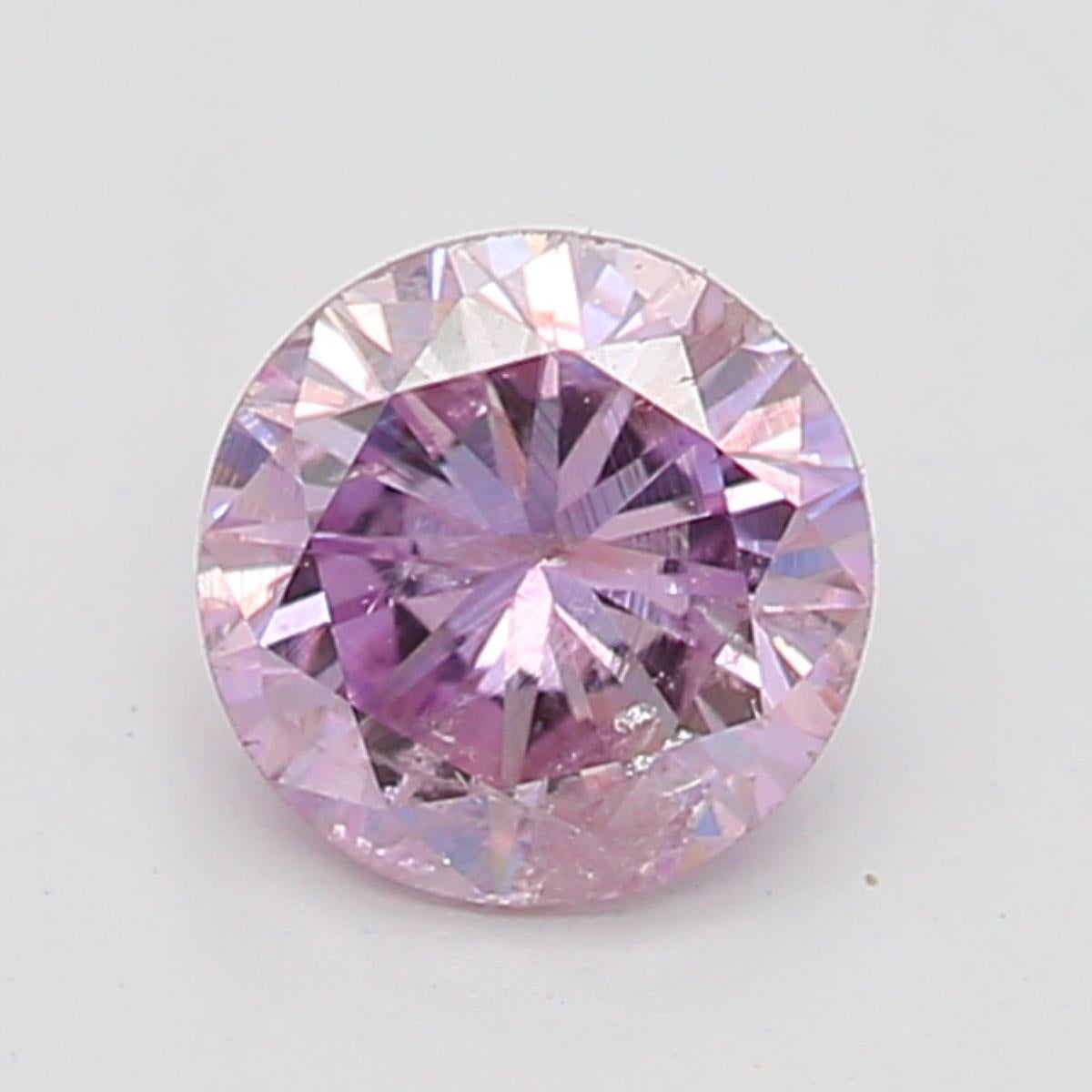 Women's or Men's GIA Certified 0.25 Carat Fancy Purple Pink I2 Clarity Diamond For Sale