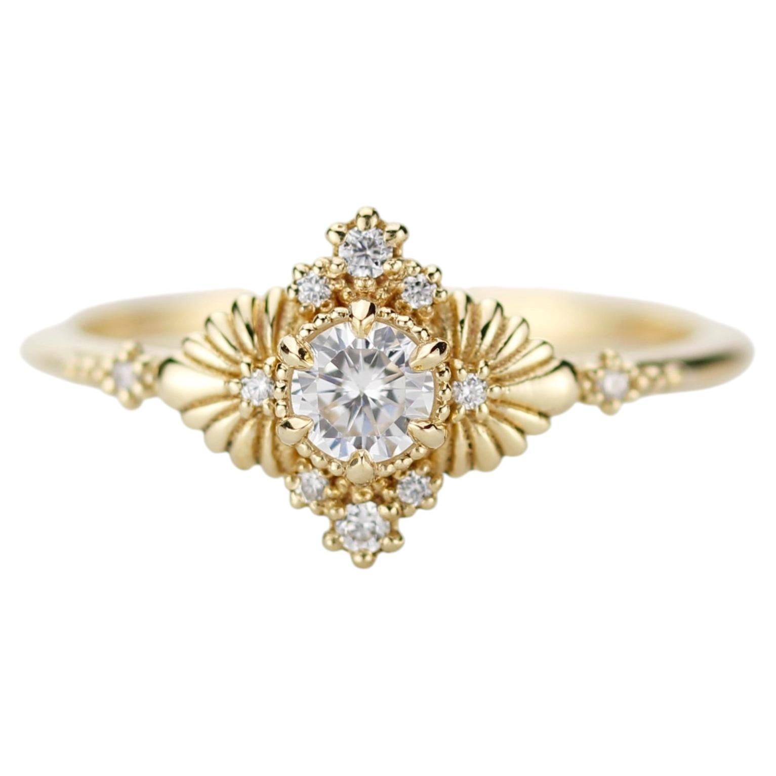 GIA-zertifizierter Ring mit 0,25 Karat Naturdiamant im Jugendstil von NOOI JEWELRY